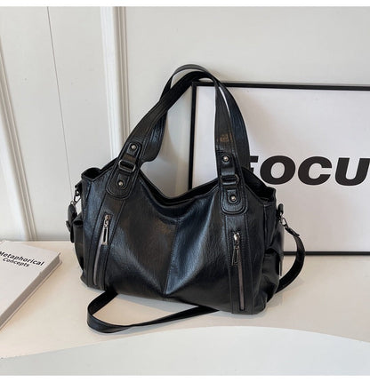 Rae | Women's Faux Leather Shoulder Handbag with Zip Pockets