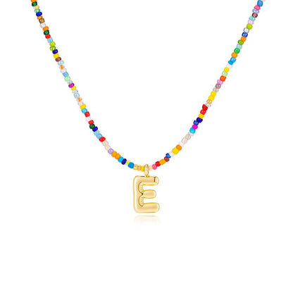 Macy | Women's Beaded Bubble Initial Letter Necklace
