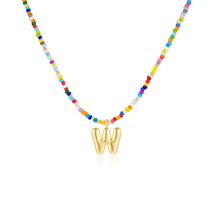 Macy | Women's Beaded Bubble Initial Letter Necklace