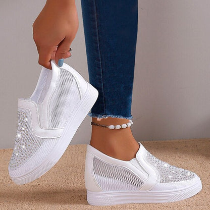 Sabrina | Women's Rhinestone Slip On Wedge Sneakers