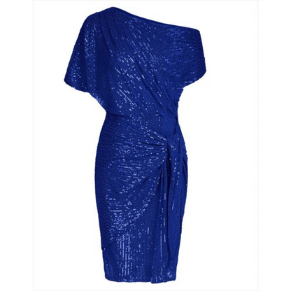 Lorien | Women's Sequin One Shoulder Ruched Mini Party Dress