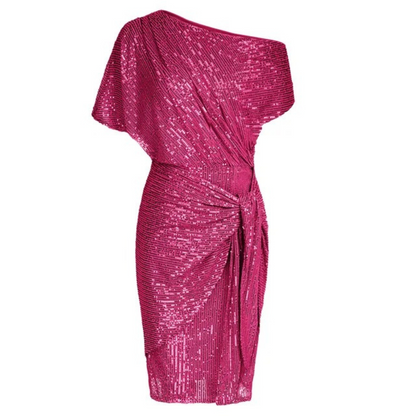 Lorien | Women's Sequin One Shoulder Ruched Mini Party Dress