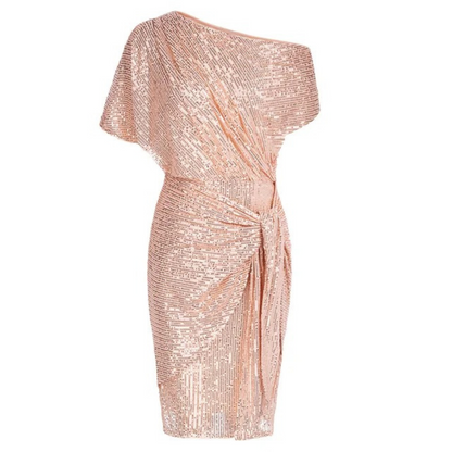 Lorien | Women's Sequin One Shoulder Ruched Mini Party Dress