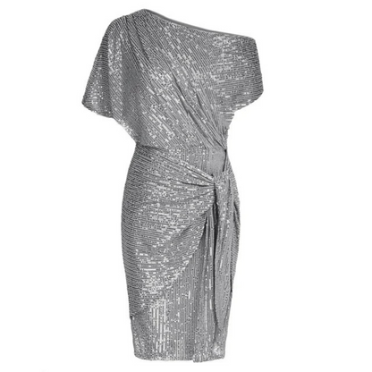 Lorien | Women's Sequin One Shoulder Ruched Mini Party Dress