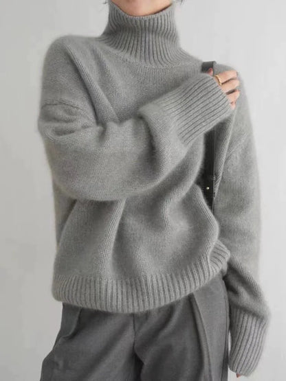 Marianne | Women's Knit Turtleneck Drop Shoulder Oversized Sweater