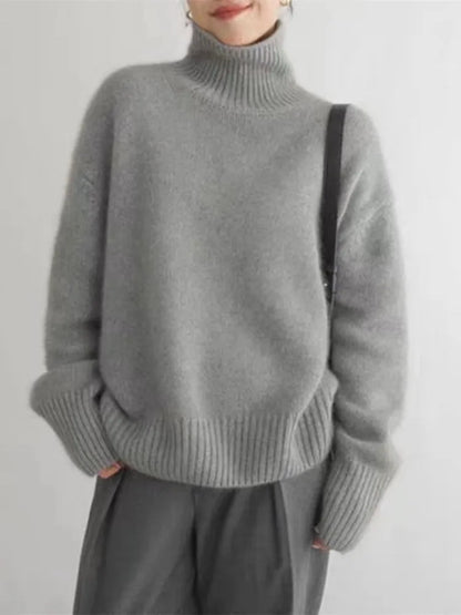 Marianne | Women's Knit Turtleneck Drop Shoulder Oversized Sweater