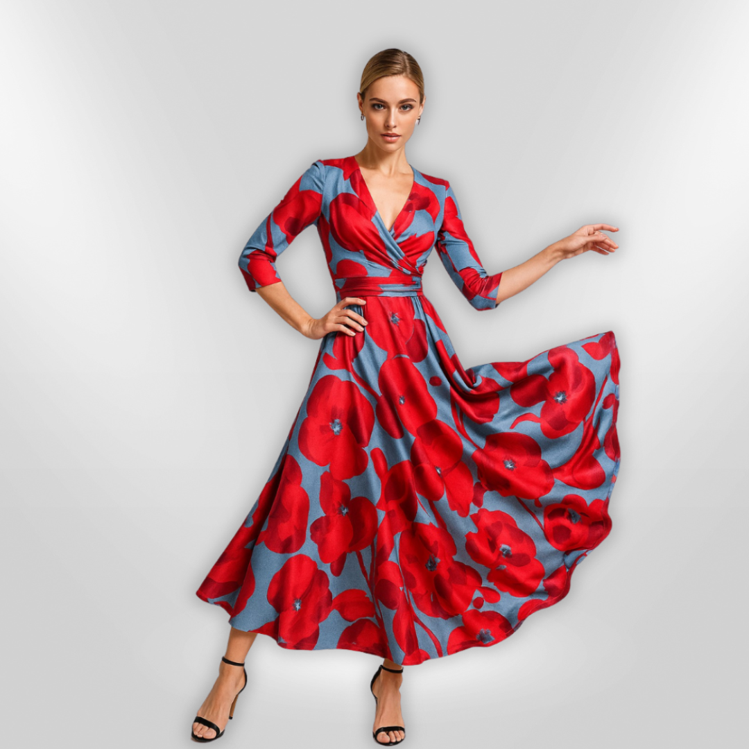 Dames Jurk Elegante Bloemenprint Vrouwelijke Stijl