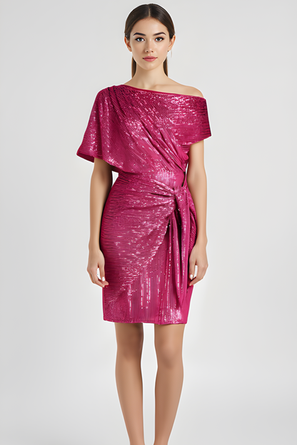 Lorien | Women's Sequin One Shoulder Ruched Mini Party Dress