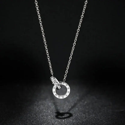 Cynthia | Women's Roman Numeral Circle Charm Necklace