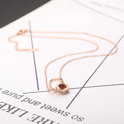 Cynthia | Women's Roman Numeral Circle Charm Necklace