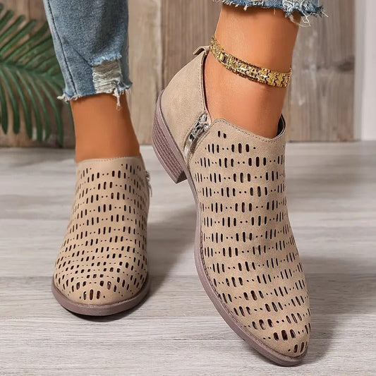 Nat | Women's Orthopedic Perforated Side Zip Chelsea Ankle Boots
