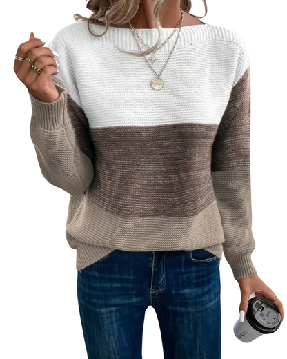 Lyric | Women's Ombre Colour Block Knit Round Neck Sweater