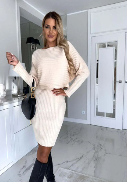 Larissa | Women's Ribbed Knit Midi Dress and Cropped Sweater Set