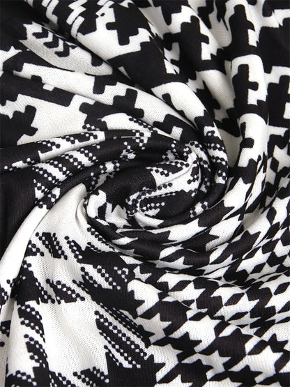 Leona | Women's Geometric Print Knit V Neck Longline Cardigan