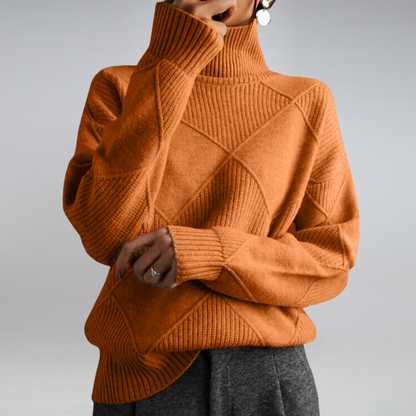 Linley | Women's Ribbed Knit Turtleneck Oversized Pullover Sweater