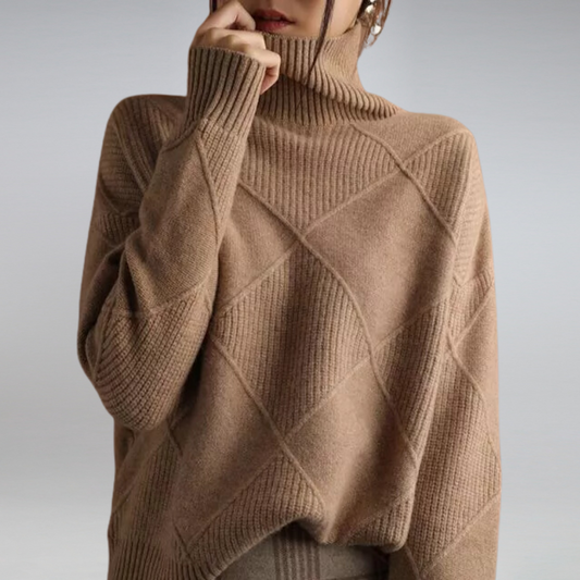 Linley | Women's Ribbed Knit Turtleneck Oversized Pullover Sweater