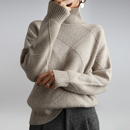Linley | Women's Ribbed Knit Turtleneck Oversized Pullover Sweater