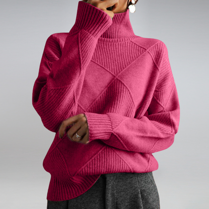 Linley | Women's Ribbed Knit Turtleneck Oversized Pullover Sweater