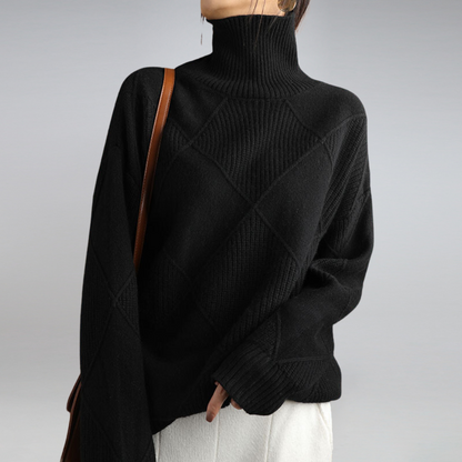 Linley | Women's Ribbed Knit Turtleneck Oversized Pullover Sweater
