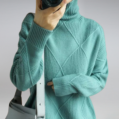 Linley | Women's Ribbed Knit Turtleneck Oversized Pullover Sweater