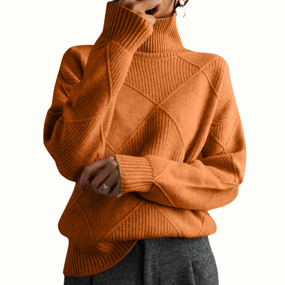 Linley | Women's Ribbed Knit Turtleneck Oversized Pullover Sweater