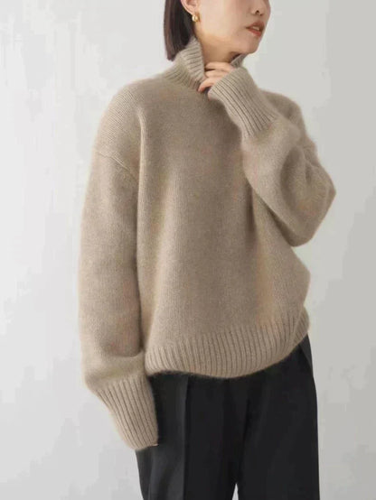 Marianne | Women's Knit Turtleneck Drop Shoulder Oversized Sweater