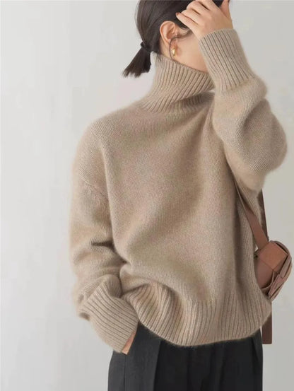 Marianne | Women's Knit Turtleneck Drop Shoulder Oversized Sweater