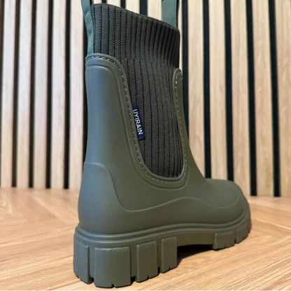 Mieha | Women's Platform Chelsea Rain Boots with Lug Sole