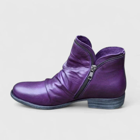 Myzareyah | Women's Orthopedic Ruched Side Zip Ankle Boots