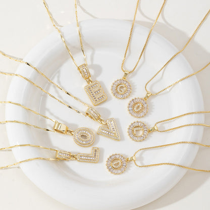 Aisha | Women's Initial Letter Pendant Necklace Set of 2