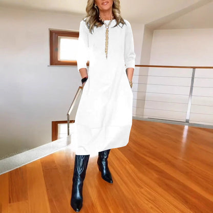 Anora | Women's Long Sleeve Balloon Hem Midi Dress