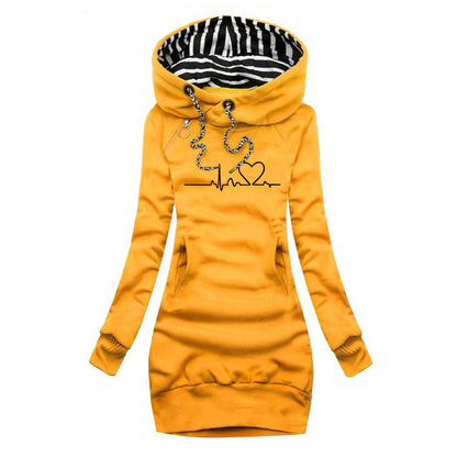 Pulse | Women's Heartbeat Print Hoodie Dress