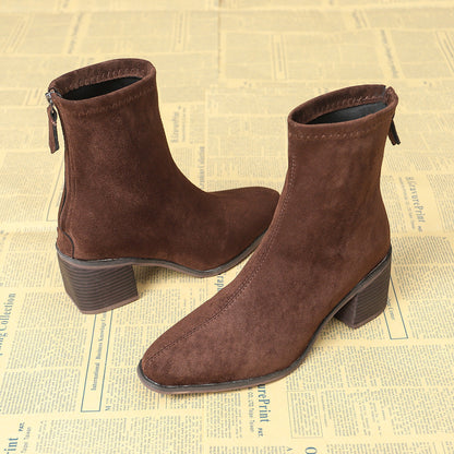 Vynce | Women's Square Toe Block Heel Ankle Booties