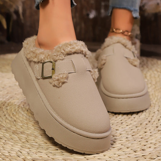 Evanthe | Women's Fleece Lined Buckle Platform Slipper Clogs