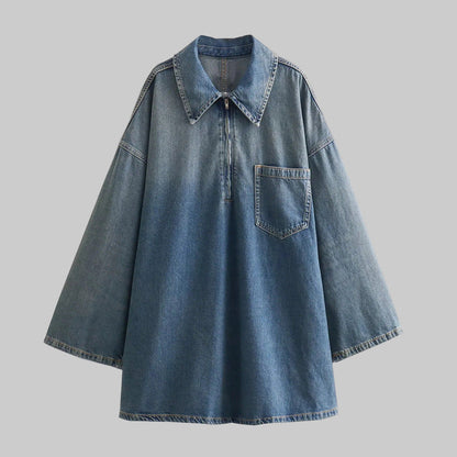 Twalya | Women's Quarter Zip Collared Oversized Long Sleeve Top