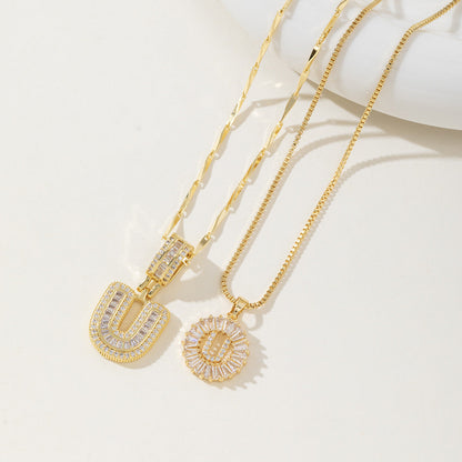 Aisha | Women's Initial Letter Pendant Necklace Set of 2