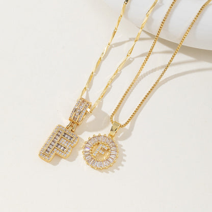 Aisha | Women's Initial Letter Pendant Necklace Set of 2