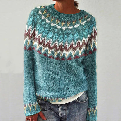 Finley | Women's Boho Fair Isle Knit Crew Neck Sweater