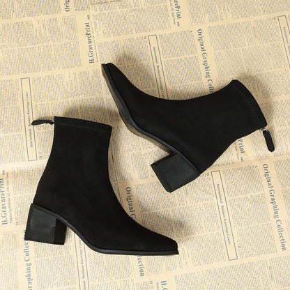 Vynce | Women's Square Toe Block Heel Ankle Booties