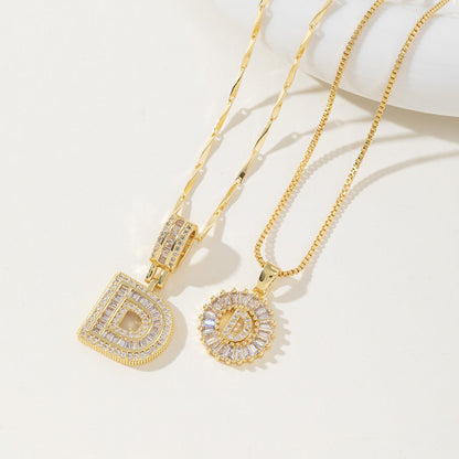 Aisha | Women's Initial Letter Pendant Necklace Set of 2