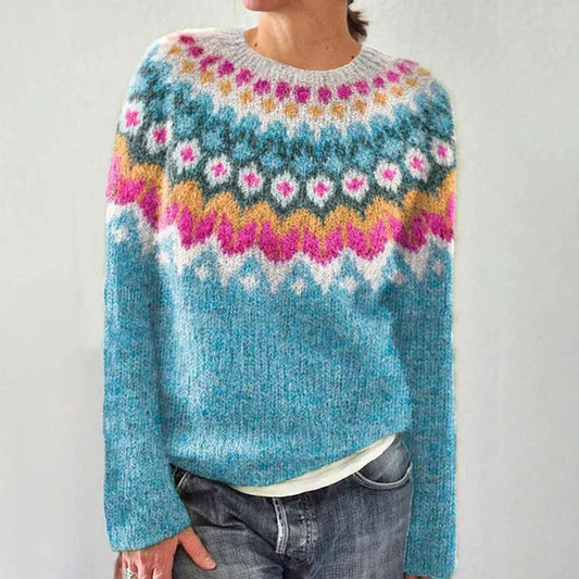 Faye | Women's Icelandic Fair Isle Yoke Knit Sweater
