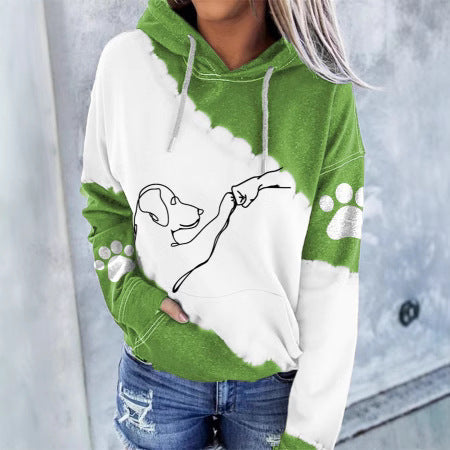 Furever | Women's Dog Paw Print Colour Block Pullover Hoodie