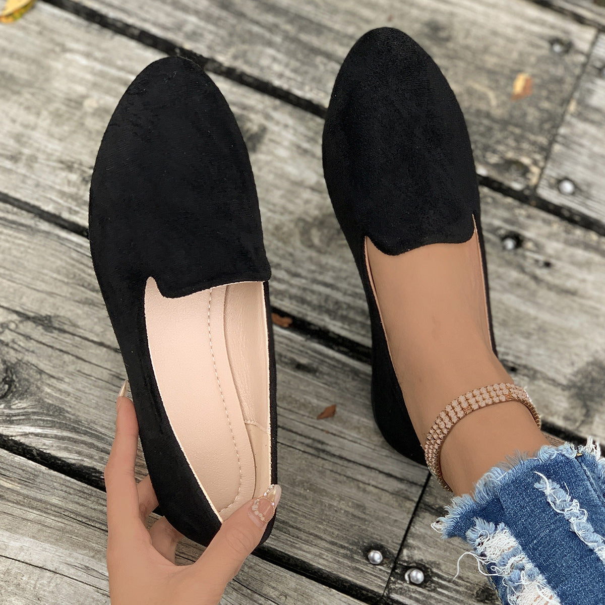 MIA™ - Women Solid Color Pointed Toe Slip On Flat Shoes