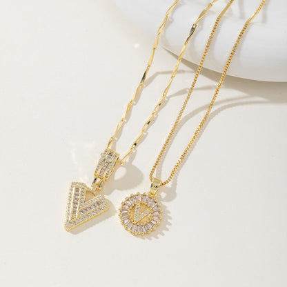Aisha | Women's Initial Letter Pendant Necklace Set of 2
