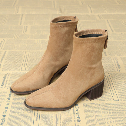 Vynce | Women's Square Toe Block Heel Ankle Booties