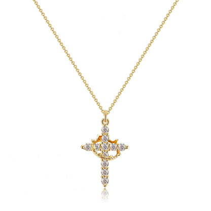 Clarisse | Women's Cross and Crown Pendant Necklace