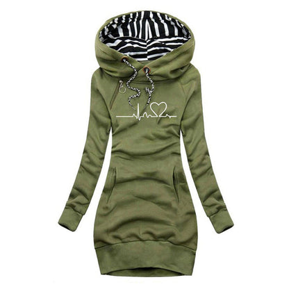 Pulse | Women's Heartbeat Print Hoodie Dress