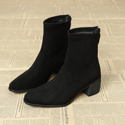 Vynce | Women's Square Toe Block Heel Ankle Booties
