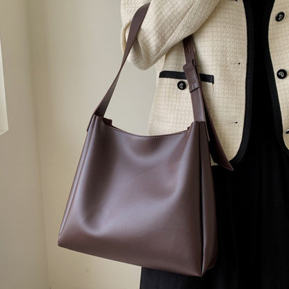 Nathalie | Women's Faux Leather Minimalist Shoulder Tote Bag