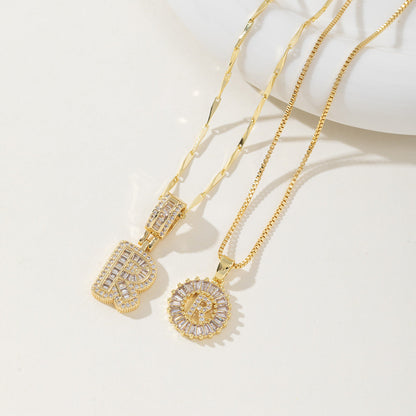 Aisha | Women's Initial Letter Pendant Necklace Set of 2